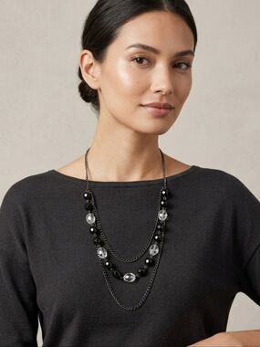 5 For $25✨️ Womens Layered Necklace Beaded Statement Black Necklace Jewlery